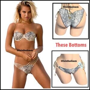 Luli Fama BOMBO Alegria Bandeau Top & Wavey Ruched Tie Side Bottoms Bottoms $198